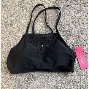 NWT Xhilaration Black Caged Bikini Top Size S